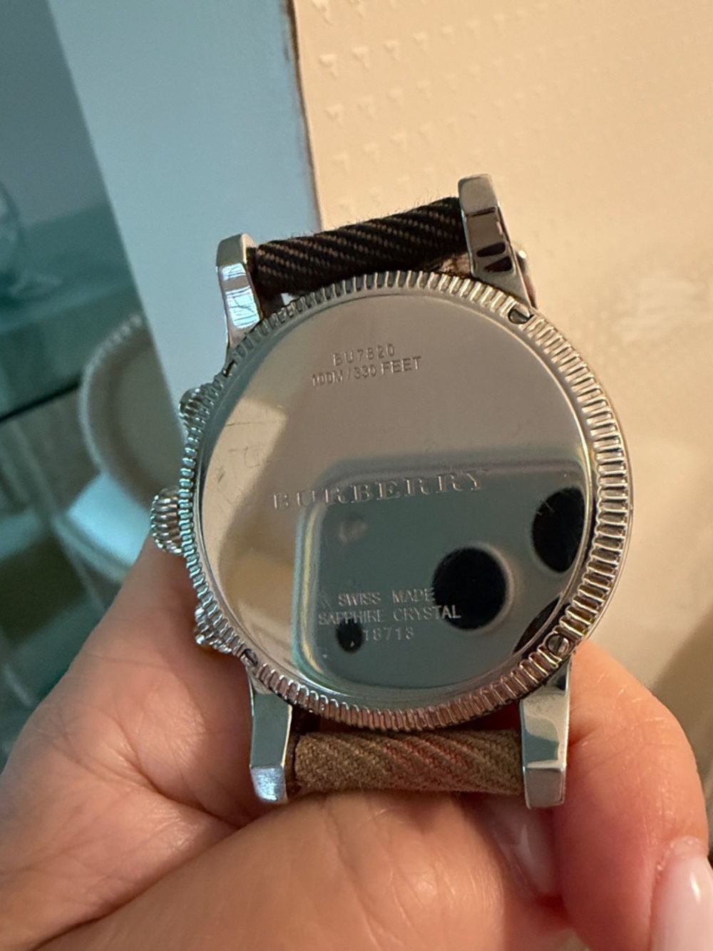 Burberry Plaid Fabric Strap Wristwatch with Silver Dial - Picture 3 of 4